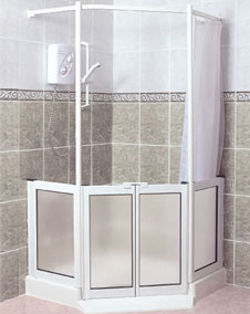 The Neptune easy access corner cubicle is a compact unit that takes up little room and offers safe secure showering in smaller bathrooms